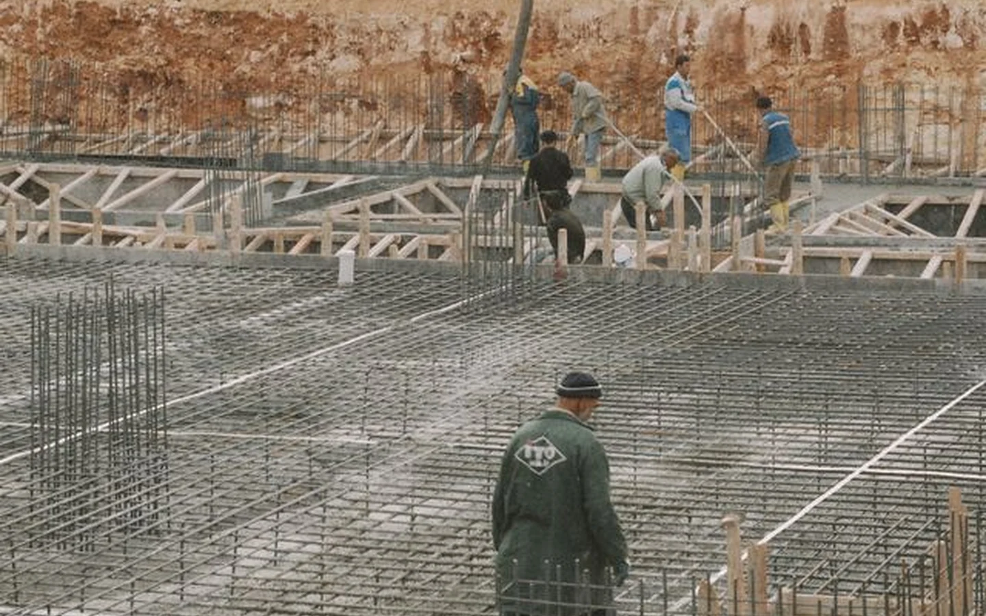 Civil construction works on an active project site