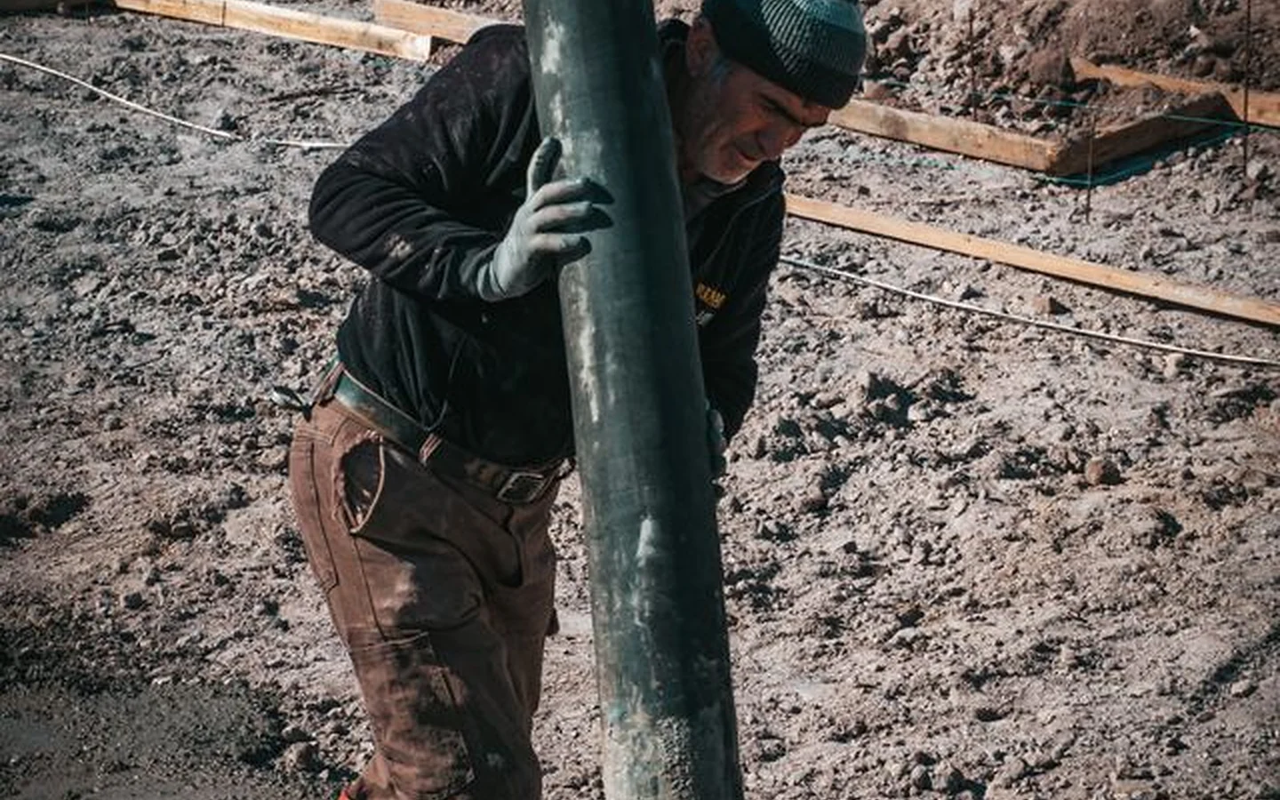 Construction work area prepared for coordinated execution