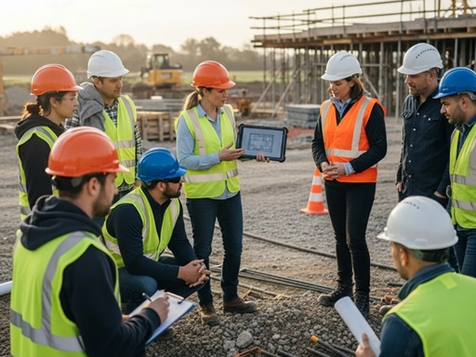 Construction work representing responsible site management, safety and quality