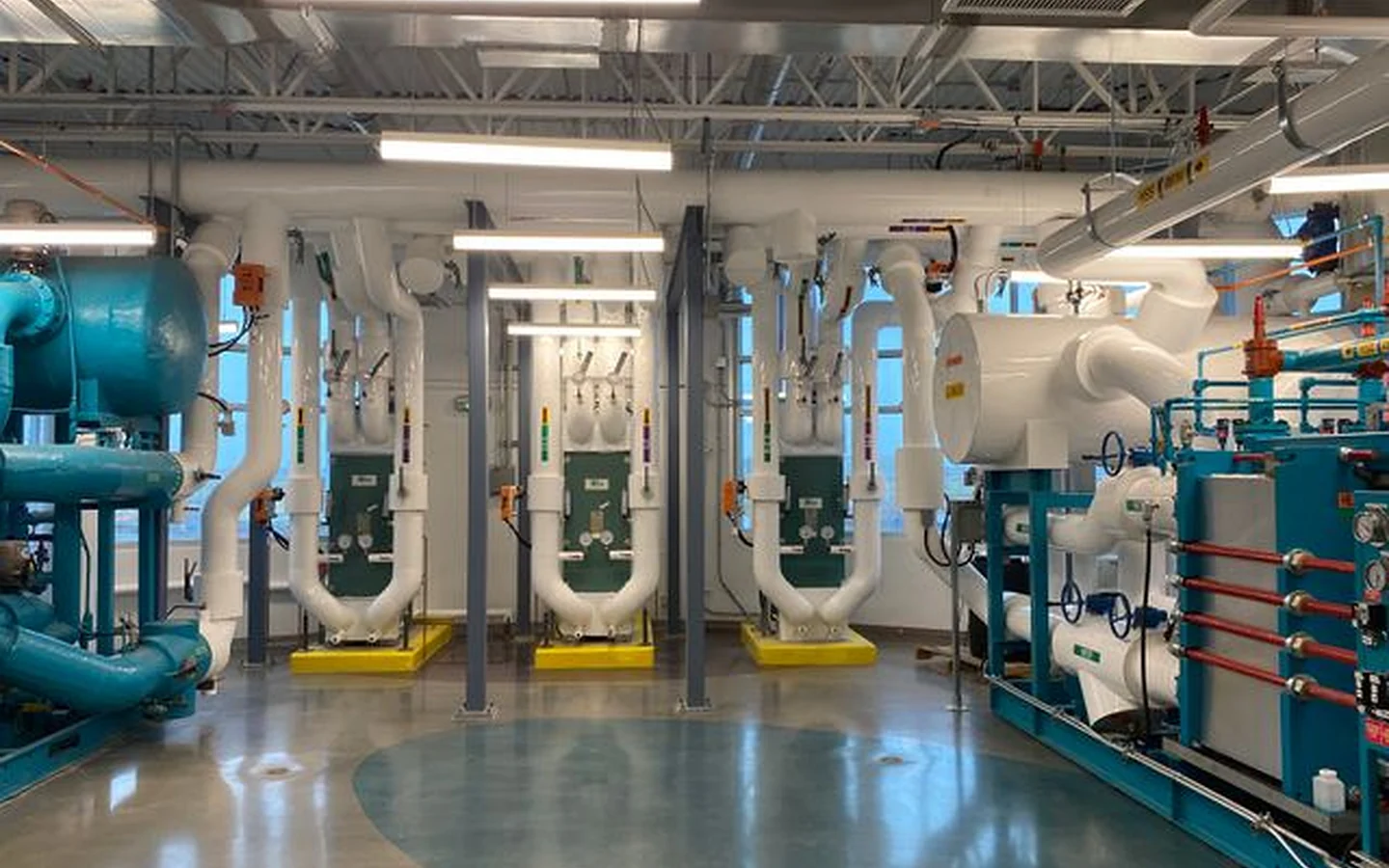 HVAC equipment installation in a technical building environment